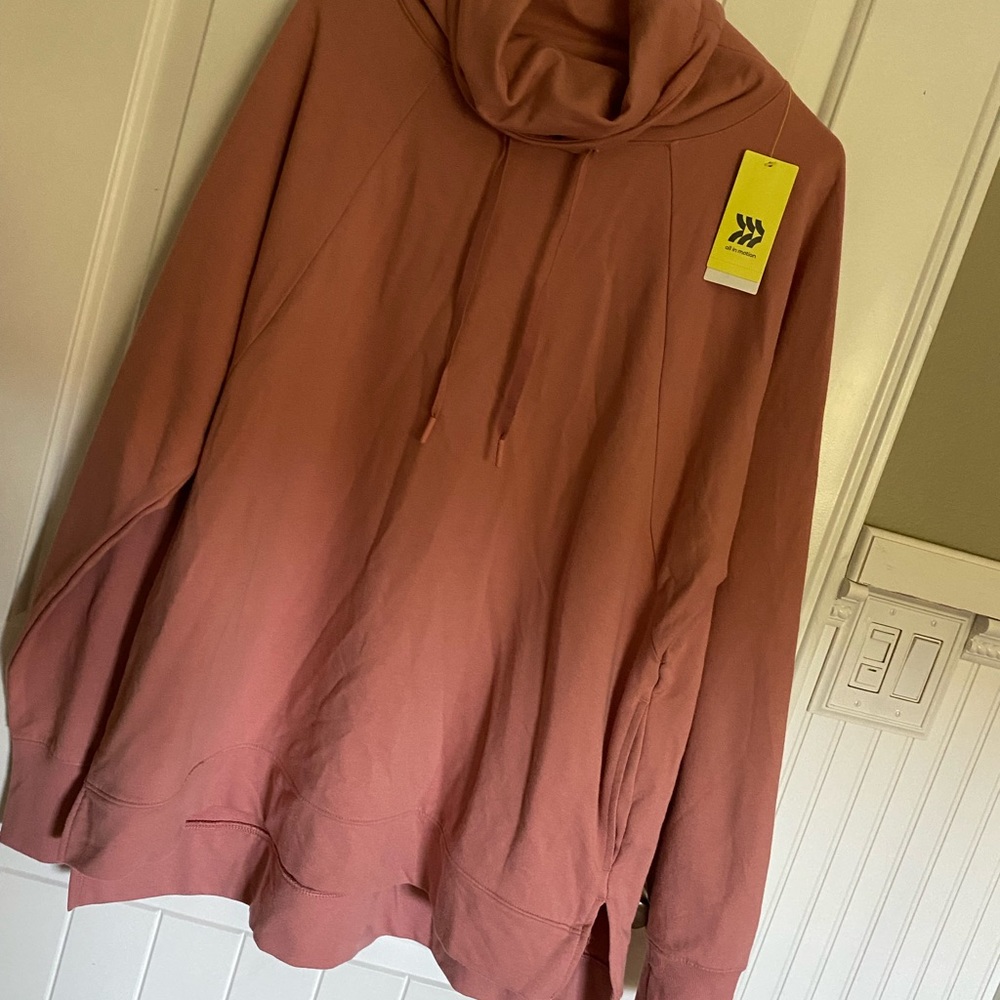 All In Motion Funnel Neck Tunic in “rose pink”